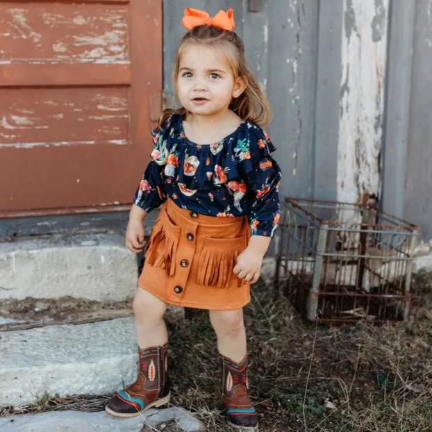 Black Floral Skull Long Sleeve Shirt Toddler (2T-5T)