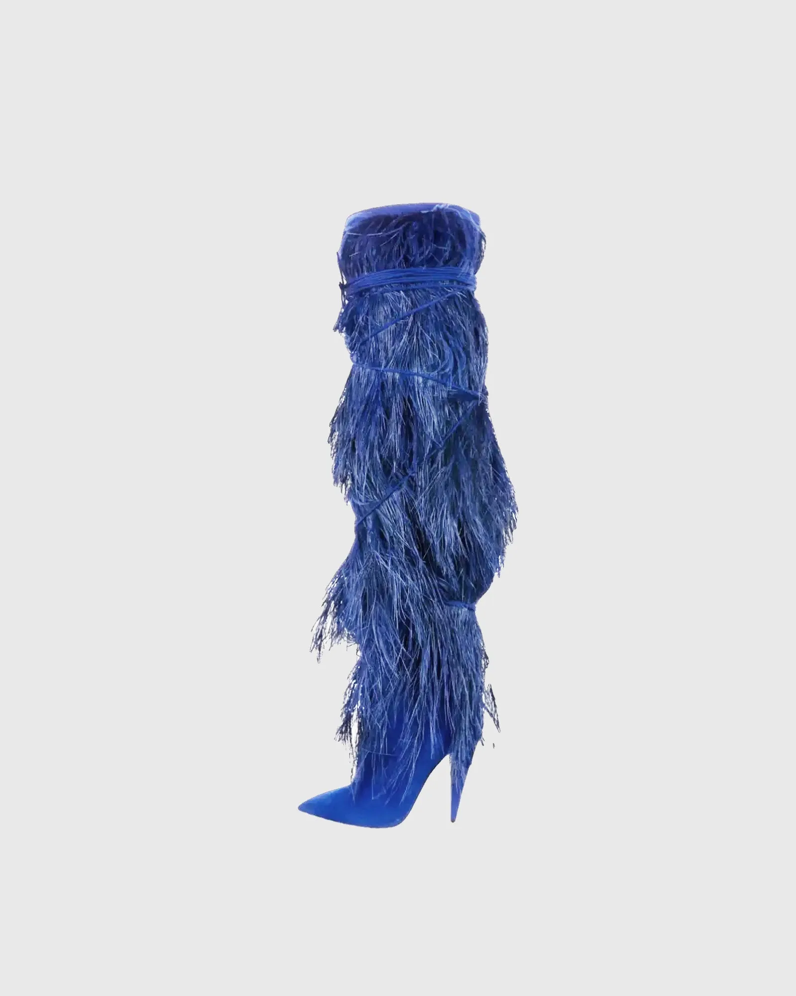 Como Feather Knee High Boots In Blue