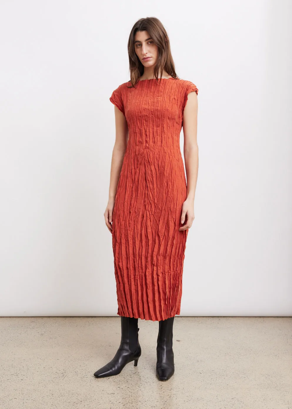 Crinkled Silk Dress