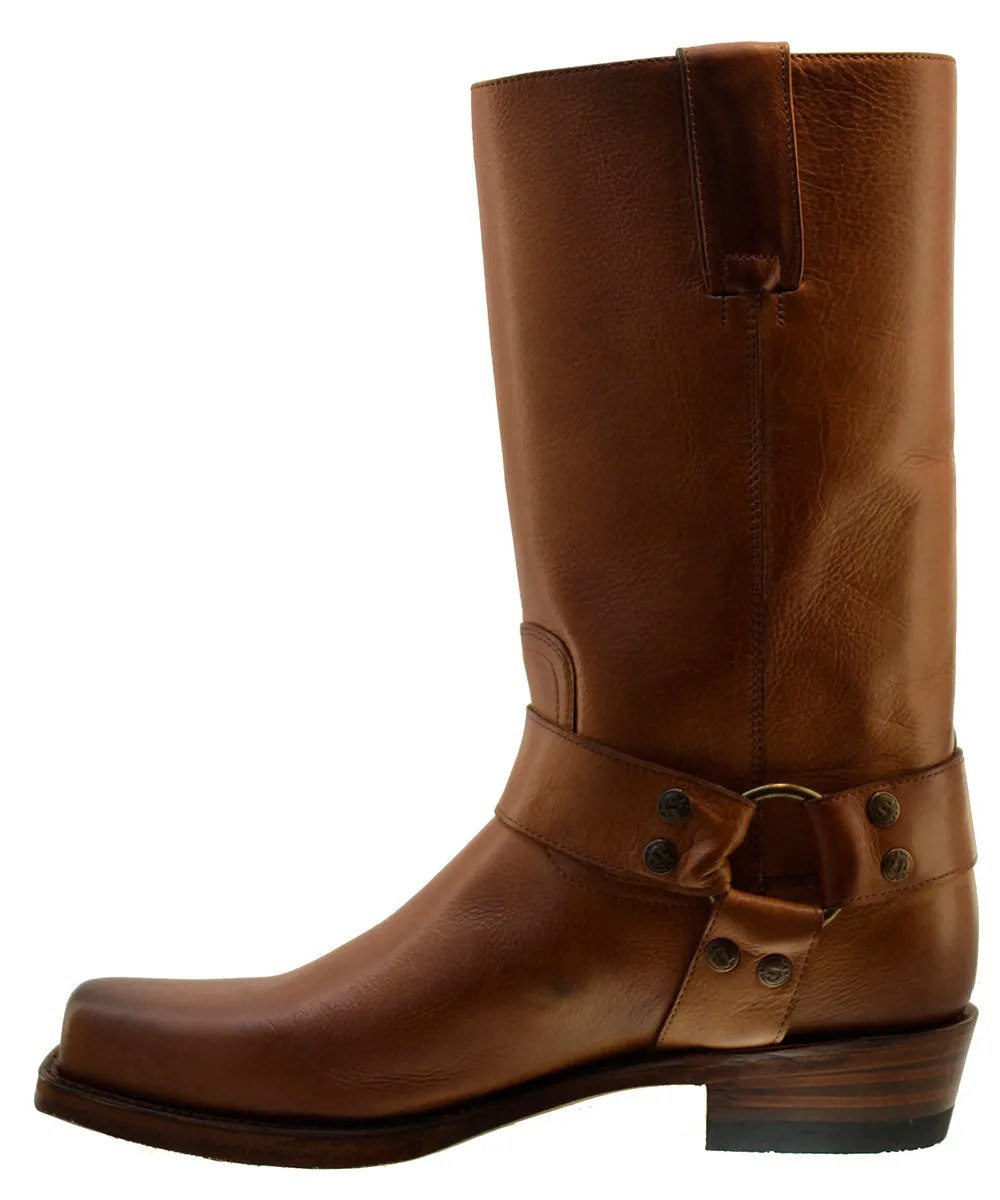 Men's Biker Boots Sendra 1918 Harness Tan Leather Cuban Heel available size 41