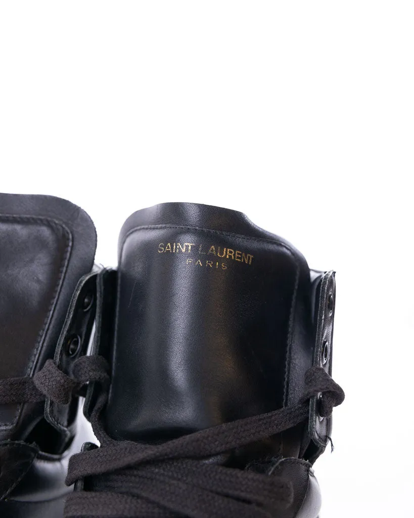 Saint Laurent Sl01H Leather High Top Sneakers