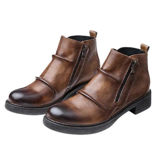 Stylish Male Genuine Leather Moto Boots / Casual Ankle Soft Short Boots For Men